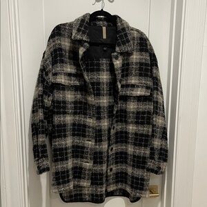 Plaid Black and Cream Shacket